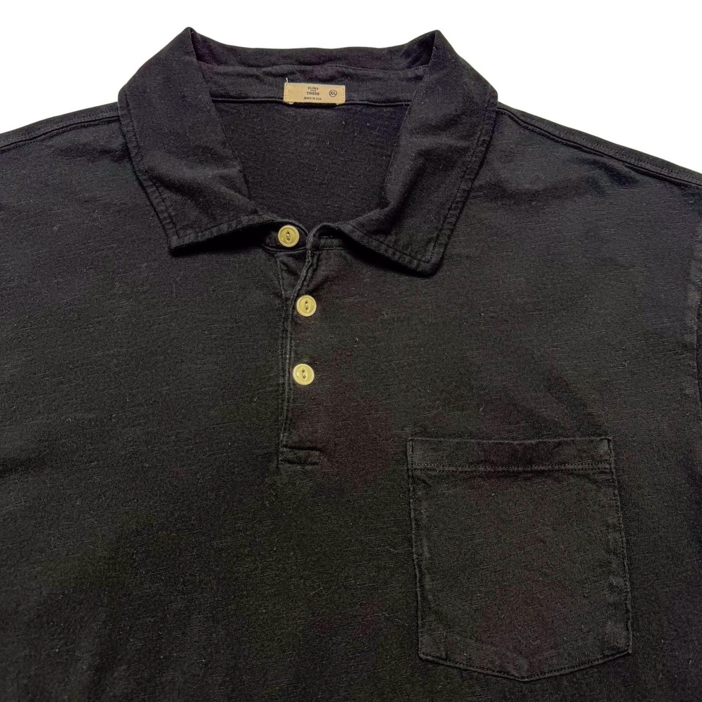 Flint And Tinder Polo Shirt Mens XL Black Cotton Pocket Made In USA Casual Top